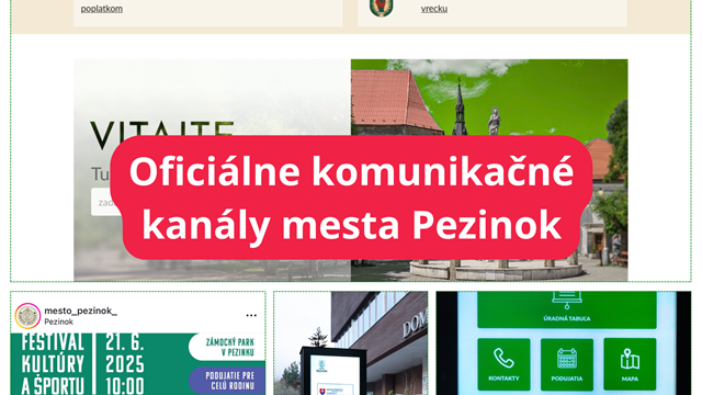 Pezinok upozorňuje na overené informačné kanály mesta