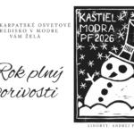 Biely snehuliak na čiernom pozadí s prianím PF 2026.