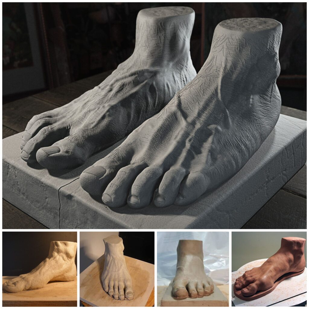 Skupúry chodidiel zo sadry