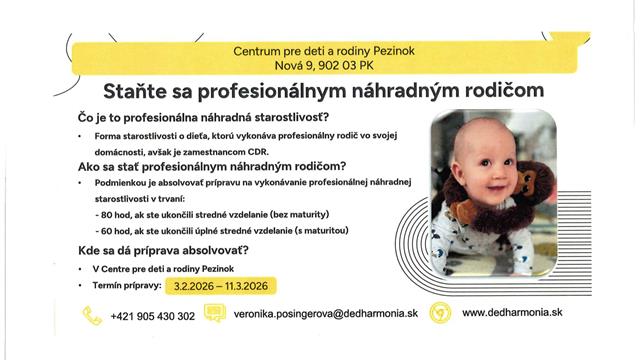 Staňte sa profesionálnym náhradným rodičom v Pezinku