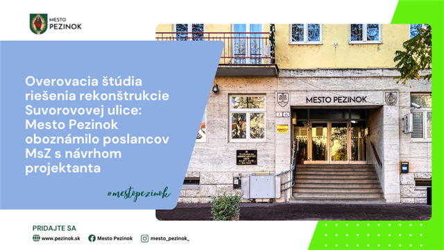 utf-8SABLONA20NEW2016 Pezinok plánuje rekonštrukciu Suvorovovej ulice s ohľadom na udržateľnosť a zeleň