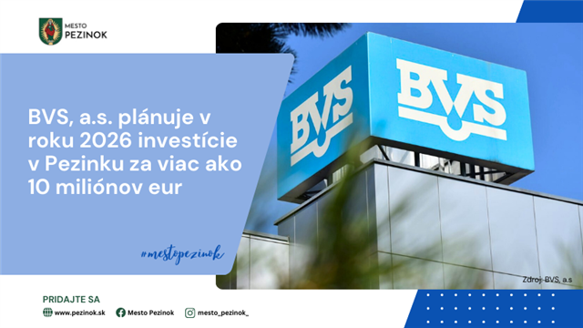 utf-8SABLONA20NEW2019 Veľké investície BVS: Pezinok čakajú projekty za viac ako 10 miliónov eur