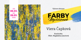 Žlto-modrý obraz s textom Farby myšlienok.