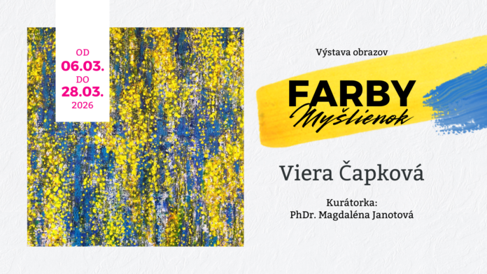 FB event Žlto-modrý obraz s textom Farby myšlienok.