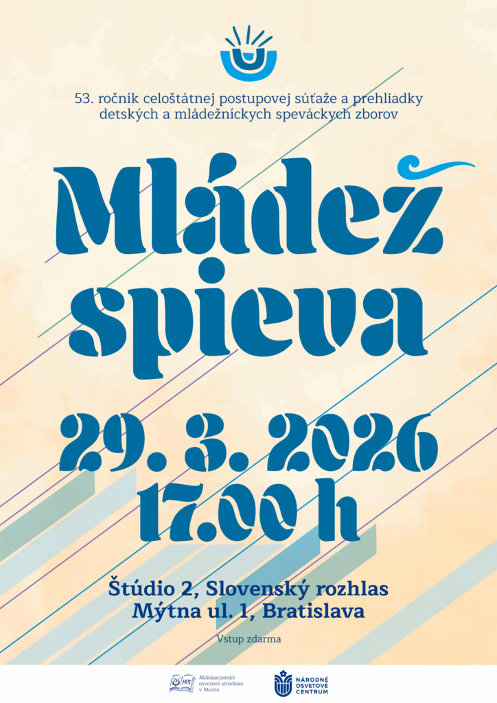 Plagát s modrým nadpisom Mládež spieva s dátumom a časom 29.3.2026 o 17.00 h. 
