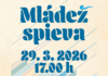 Obrázok s textom Mládež spieva 29.3.2026 o 17.00 h