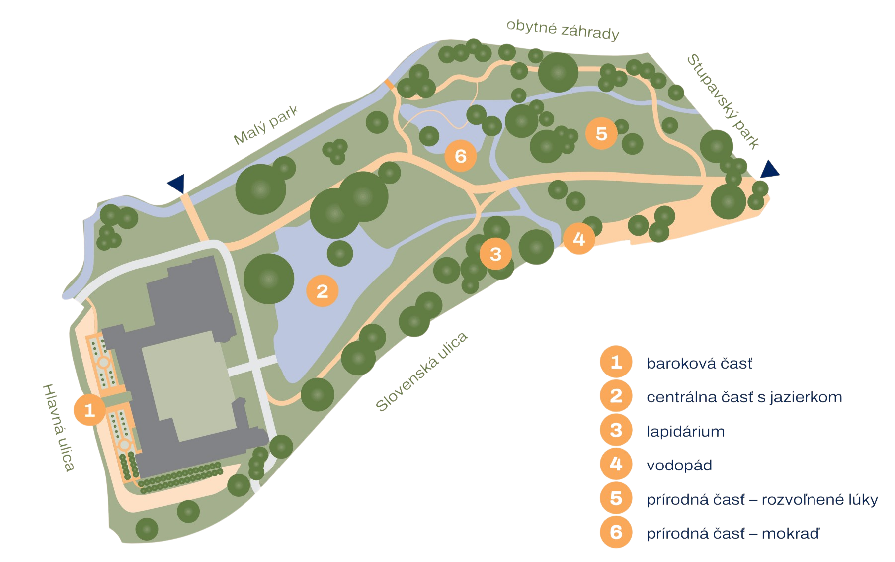 Druhá mapa Kaštieľskeho parku v Stupave